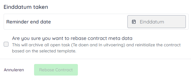 Einddatumtaken bij onbepaalde tijd