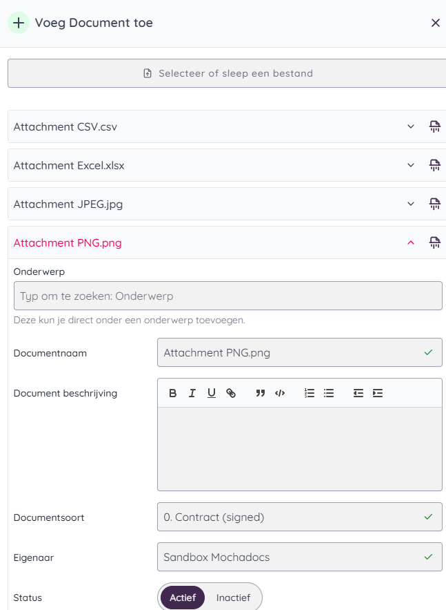 Aanpassingen metadata geuploade documenten
