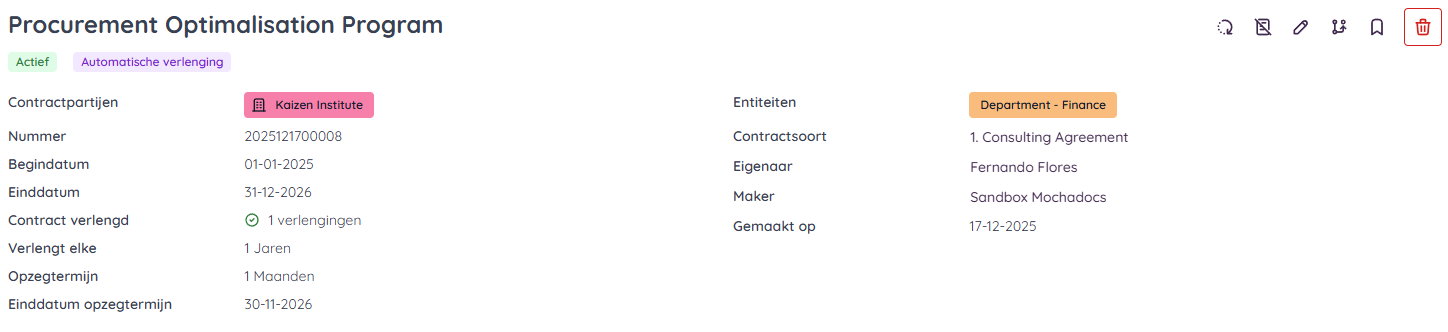 Selecteer een contract