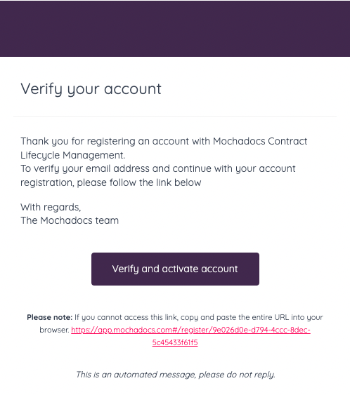Email verify your Account | Mochadocs