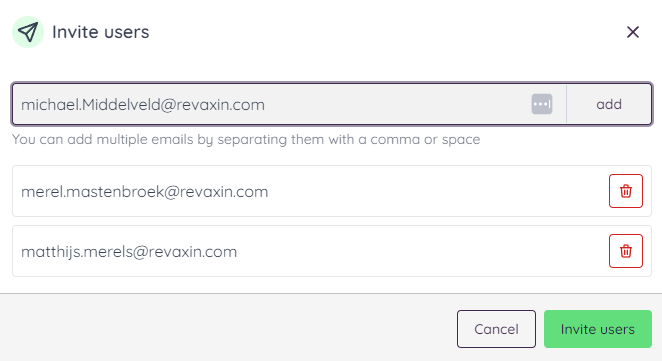 Invite users by adding their email address