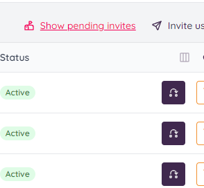 Pending user invites