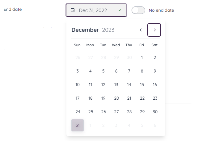 Contract end date date picker