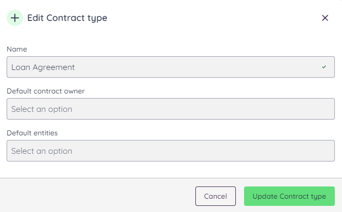 Add entity to the contract type Loan Agreement | Mochadocs