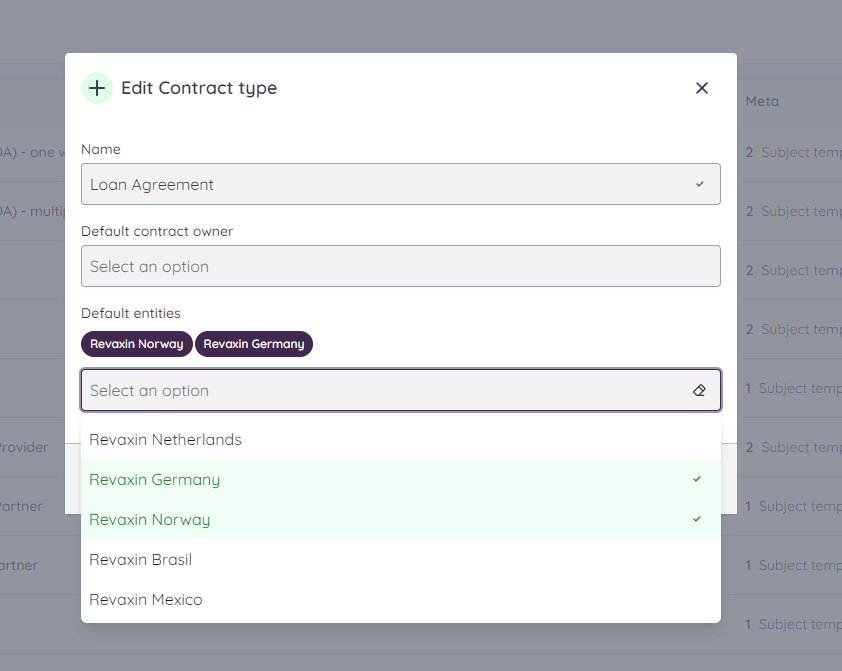 Select the pre-defined entities | Mochadocs