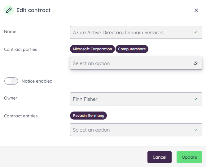 Edit contract view form | Mochadocs