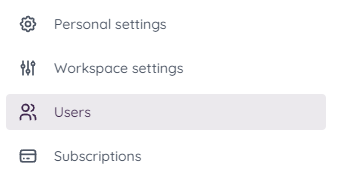 Select Users in the workspace menu | Mochadocs