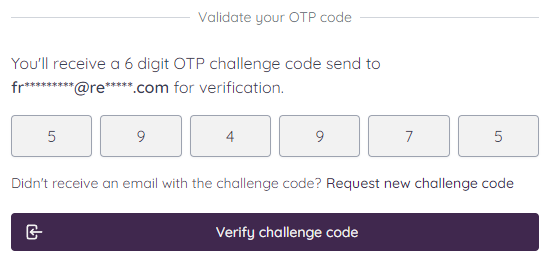 Fill in the OTP challange code | Mochadocs