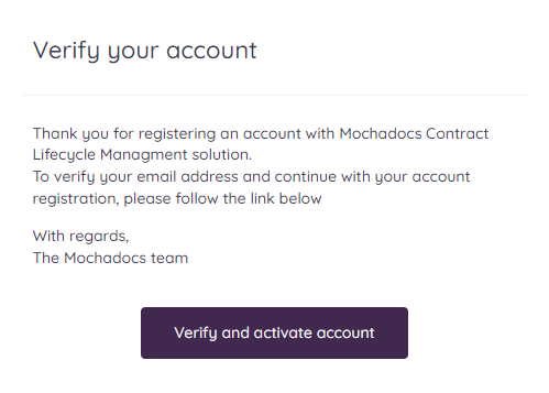 Verification email address | Mochadocs
