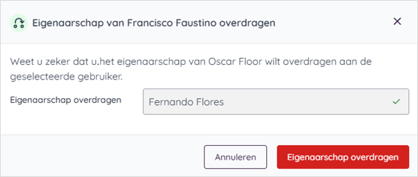 Nieuwe eigenaar bevestigen