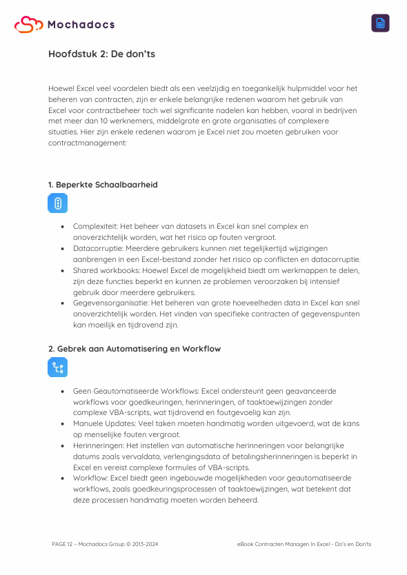 Hoewel Excel veel voordelen biedt als een veelzijdig en toegankelijk hulpmiddel voor het beheren van contracten