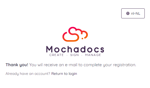 Confirmation start complation registration | Mochadocs